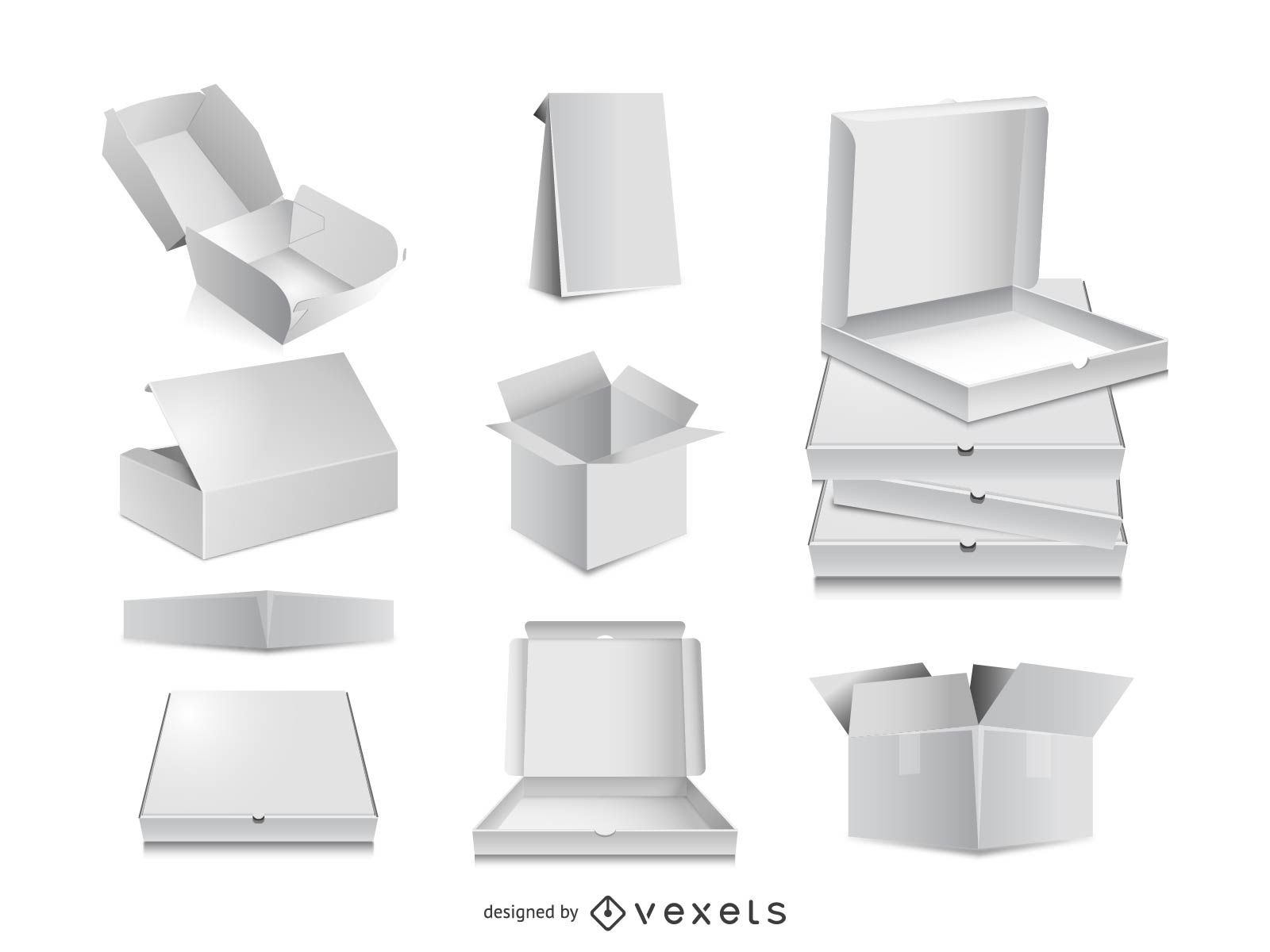 1600x1200 Packaging Box Vector Mockups