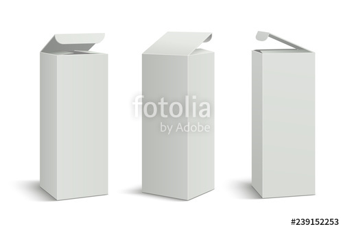 500x334 White Tall Package Boxes Mockup, Cosmetic Medicine Rectangular