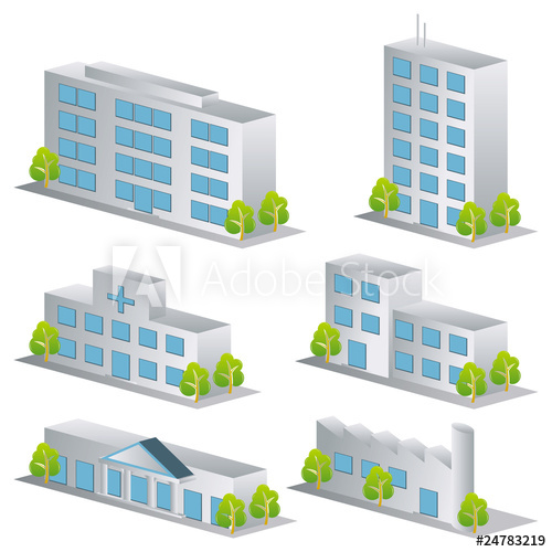 Building Vector Set 500x500 Building Vector Set