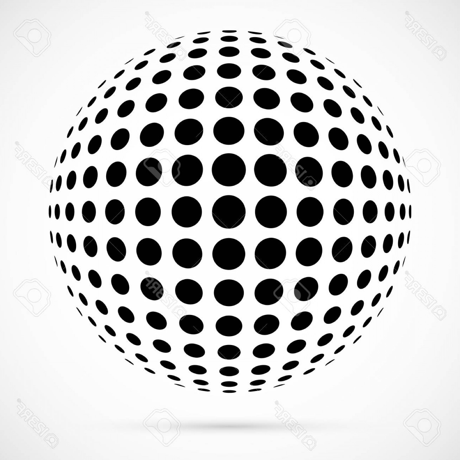 1560x1560 Photostock Vector White D Vector Halftone Sphere Dotted Spherical