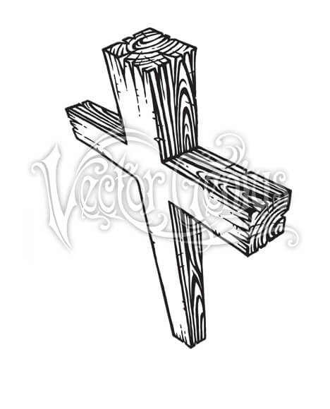 Wooden Christian Cross Religious Clipart. 