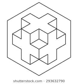 Necker Cube Icon Vector, Line Drawing, Cross Logo Design, Crop 260x280 Necker Cube Icon Vector, Line Drawing, Cross Logo Design, Crop