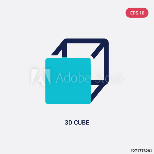 500x500 Two Color Cube Vector Icon From Geometry Concept Isolated Blue