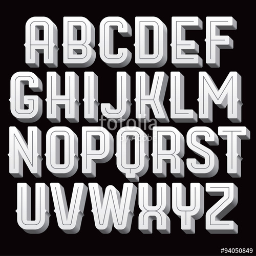500x500 Vintage Black And White Volume Letters Decorative Retro Font