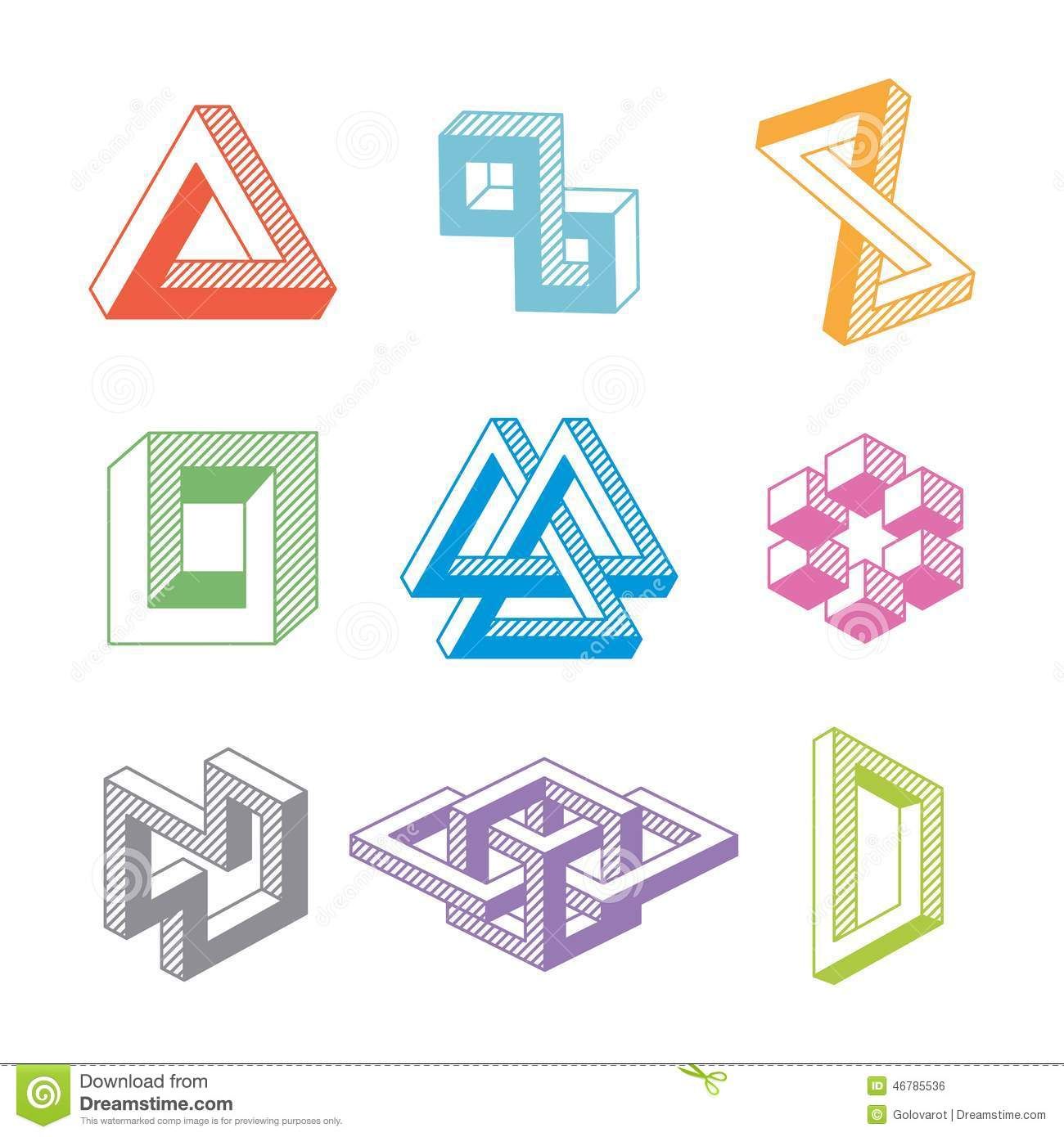 1300x1390 Colorful Impossible Geometric Shapes Vector
