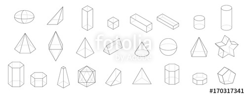500x196 Set Of Basic Geometric Shapes Geometric Solids Vector