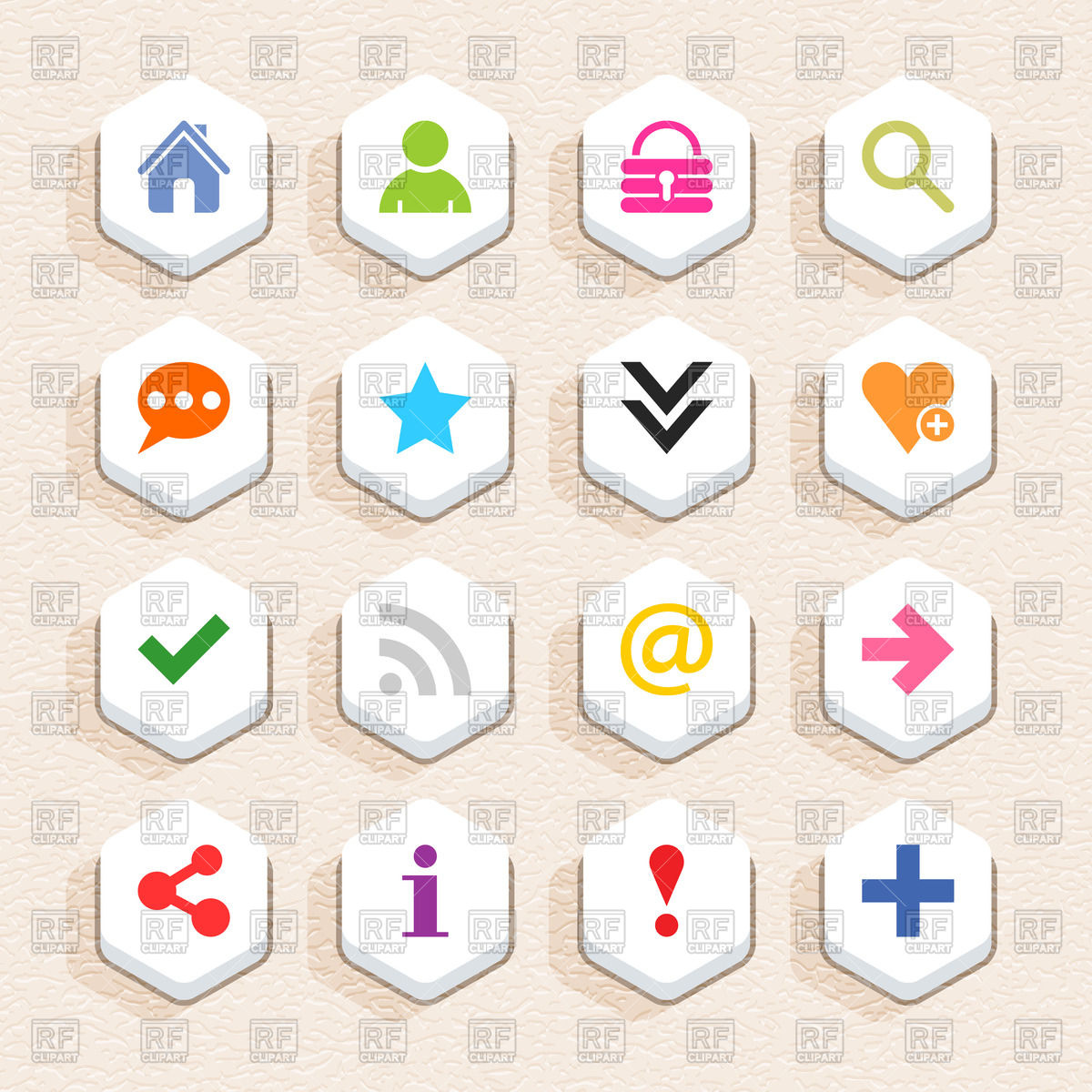 Hexagon Icons For User Interface In Blogs And Social Networks 1200x1200 Hexagon Icons For User Interface In Blogs And Social Networks