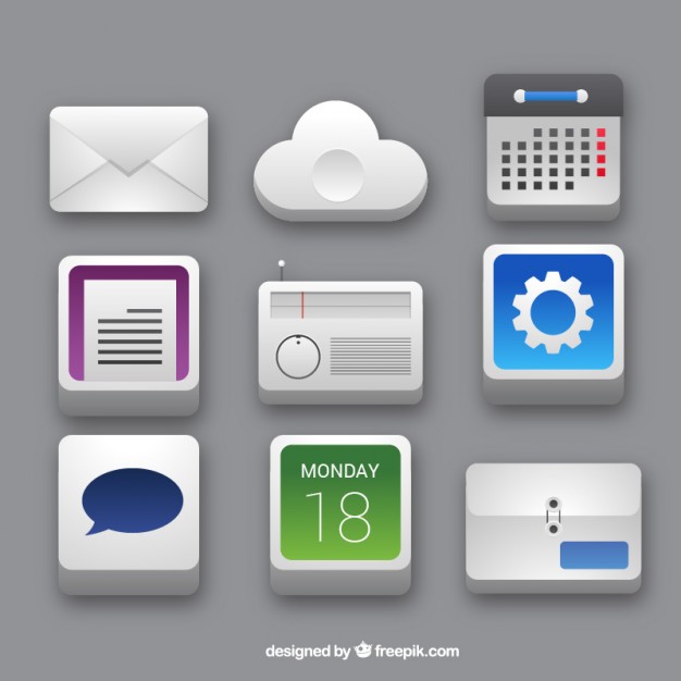 626x626 Office Icons Set Vector Free Download