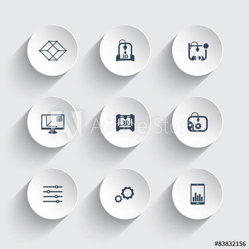 500x500 Printer, Printing, Additive Manufacturing, Round Icons