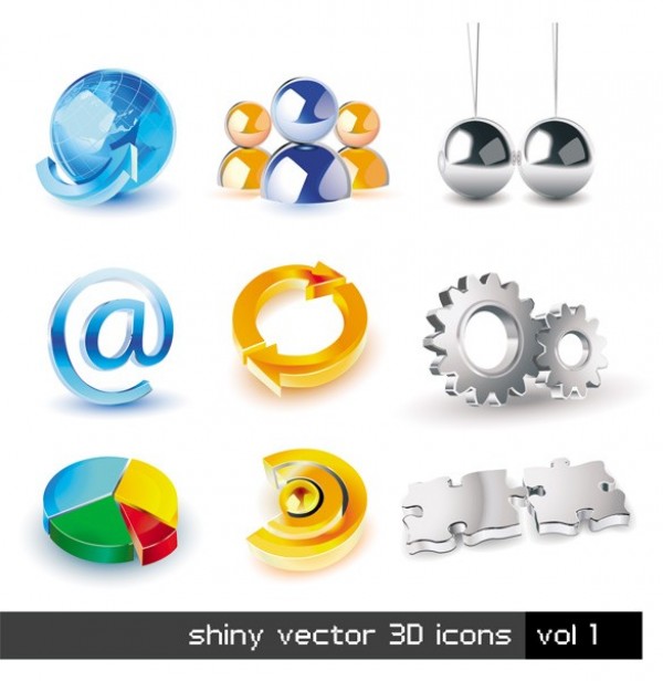 600x616 Glassy Vector Icons Set
