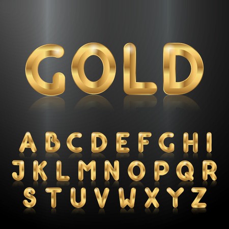 450x450 Golden Uppercase Alphabet Set Of Metallic Shiny Letters