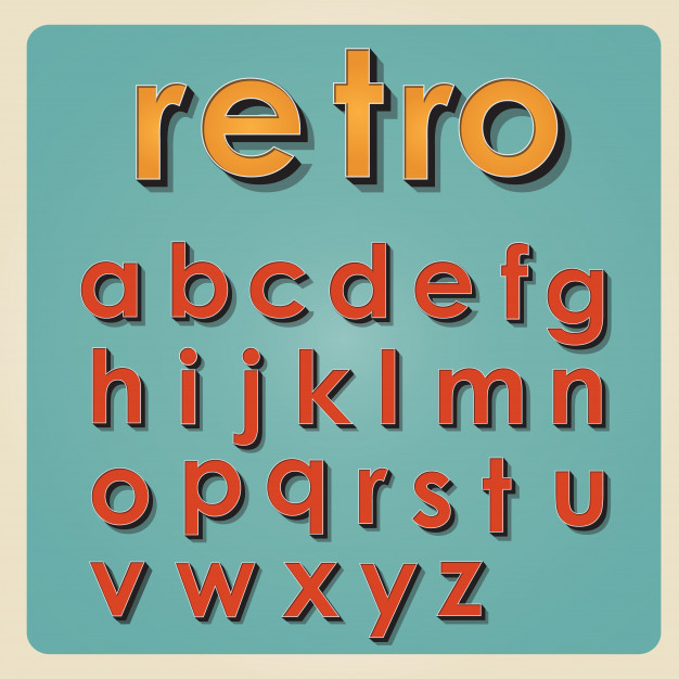 626x626 Vintage Alphabet Retro Type Font Letters Vector Premium
