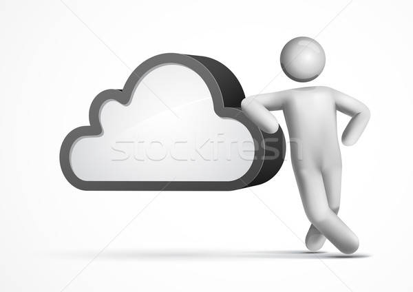 600x424 Vector Man Leaning On A Cloud Vector Illustration Sgursozlu