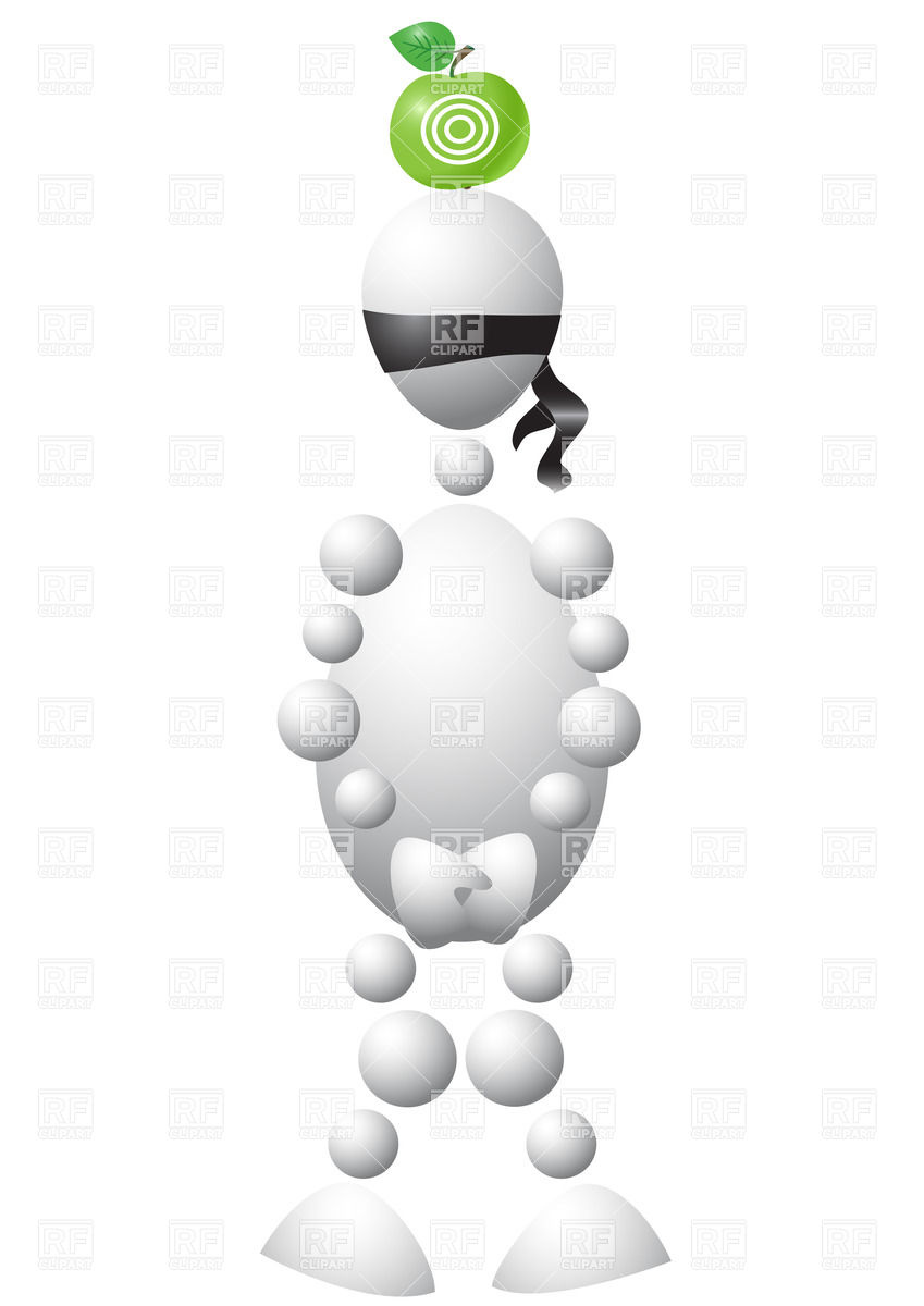 849x1200 Abstract Man With Green Apple Target On Head Vector Image