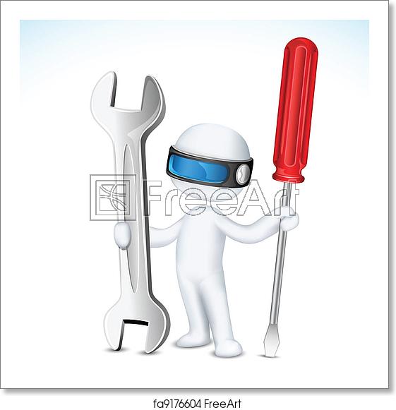 561x581 Free Art Print Of Man In Vector With Tools Illustration