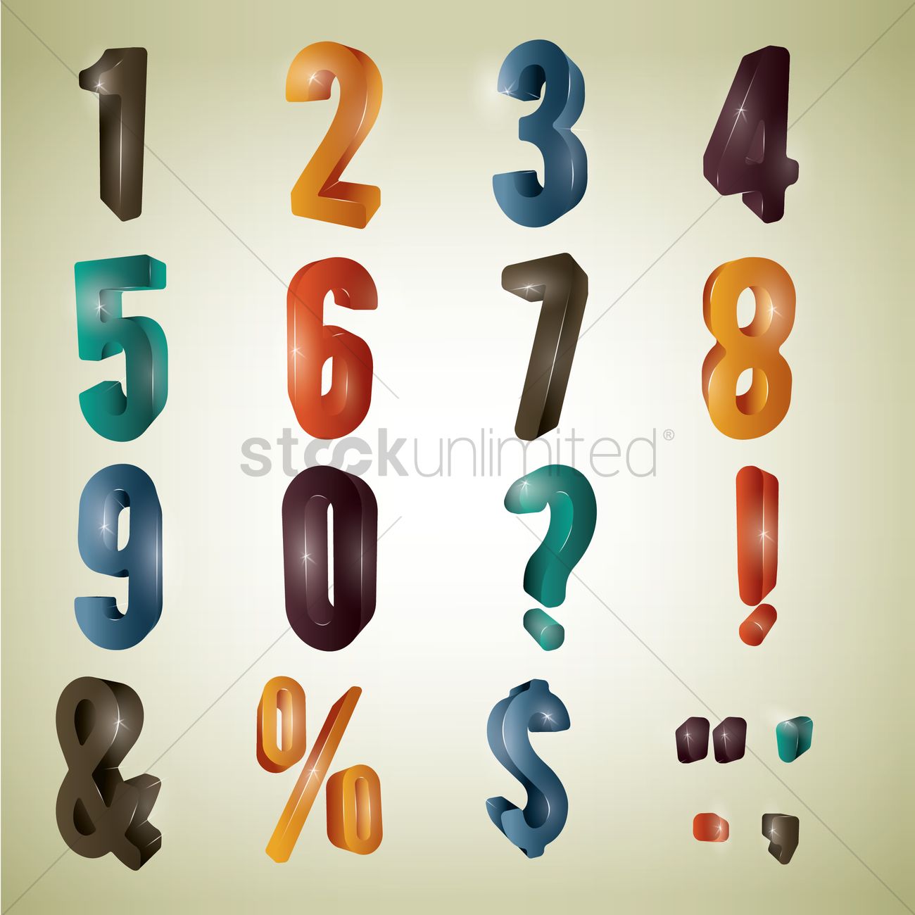 1300x1300 Set Of Numbers And Letters Vector Image