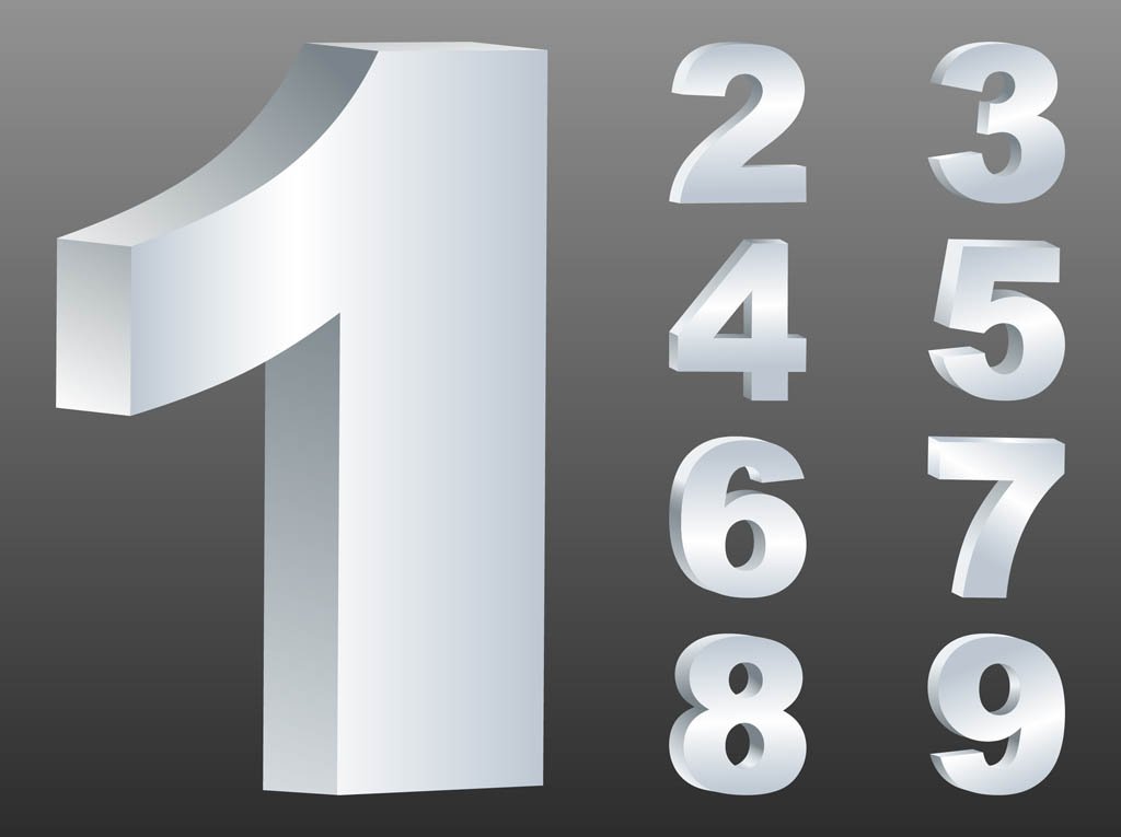 1024x765 Silver Numbers Vectors Vector Art Graphics