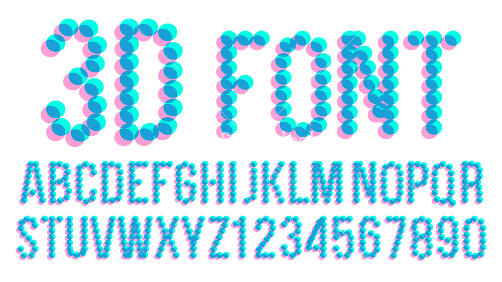1000x563 Pixel Font Vector Futuristic Alphabet Abc Anaglyphic Letters