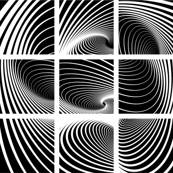 Dynamic Black And White Spiral Pattern 600x600 Dynamic Black And White Spiral Pattern