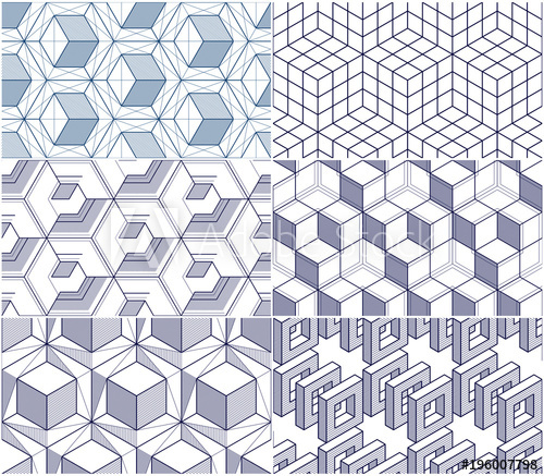 Geometric Lines Abstract Seamless Patterns Set, Vector 500x437 Geometric Lines Abstract Seamless Patterns Set, Vector