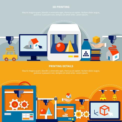 490x490 Horizontal Banners Set On Theme Of Printing