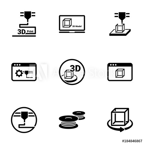 500x500 Set Of Simple Icons On A Theme Printing, Vector, Design