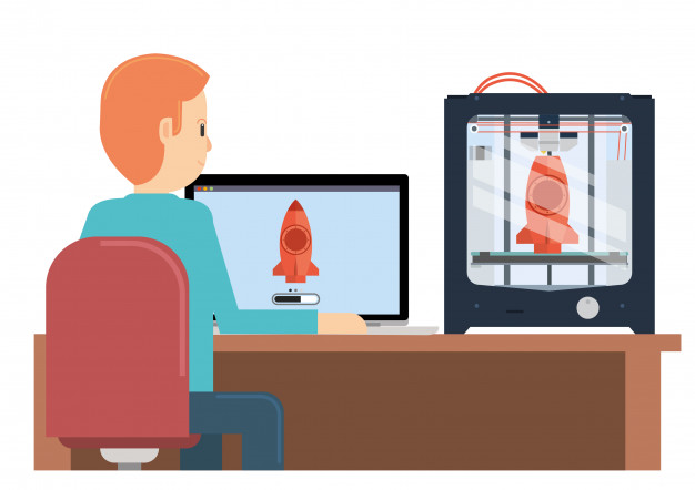 626x442 Young Boy Printing A Prototype Using Printer Vector Premium