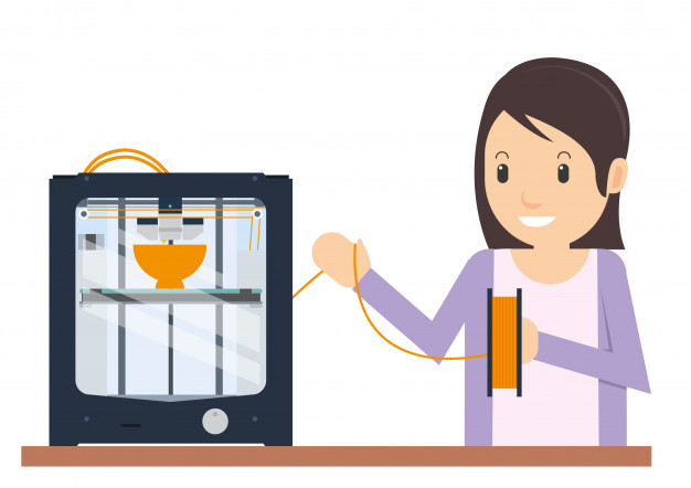 626x442 Young Girl Printing A Prototype Using Printer Vector Premium