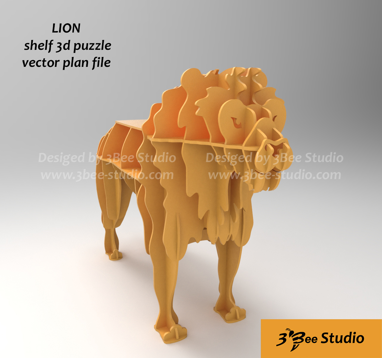 1280x1200 Lion Shelf Puzzle Plan Vector For Cnc