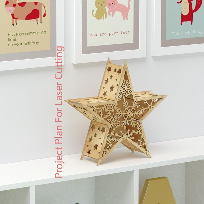 794x794 Wooden Star Laser Cut Vector Model Star Puzzle Vector Etsy