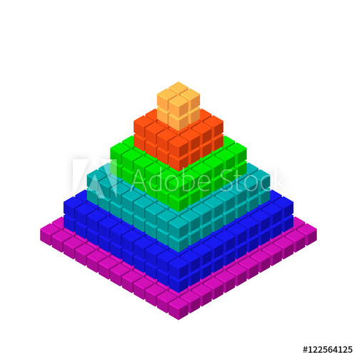 500x500 Pixel Pyramid Vector Colorful Illustration Isometric Styl