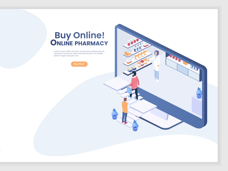 800x600 Illustration With Pharmacy Vector Isometric Illustration