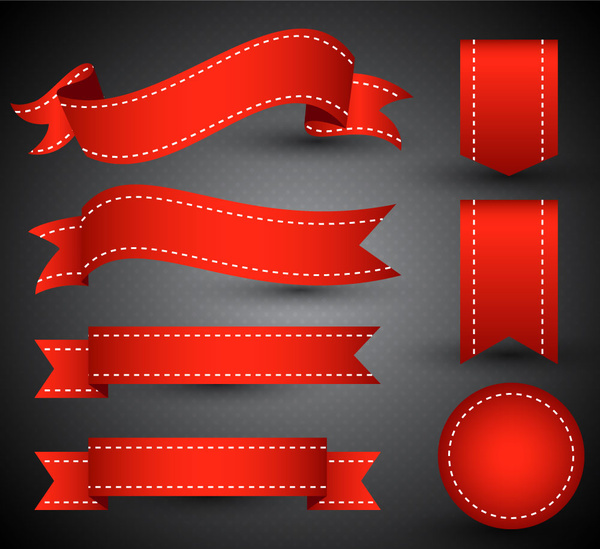 Vector Illustration Of Curved Red Ribbon Sets Free Vector 600x549 Vector Illustration Of Curved Red Ribbon Sets Free Vector