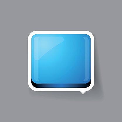 416x416 Blue Glossy Square Plastic Speech Bubble Vector Premium Clipart