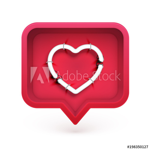 500x500 Neon Heart With Tubes Off In Speech Bubble, Vector Illustration