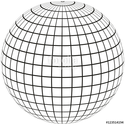 500x500 Ball With Lines Earth Globe With Meridian And Longitude, Sphere