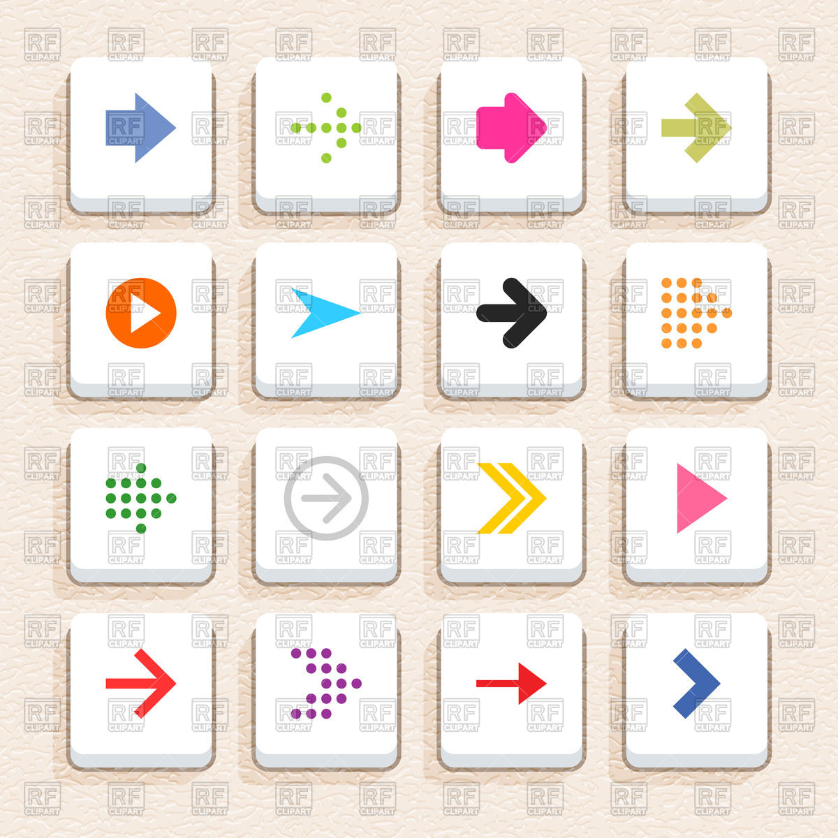 1200x1200 Square Push Buttons With Arrows Vector Image Of Signs, Symbols