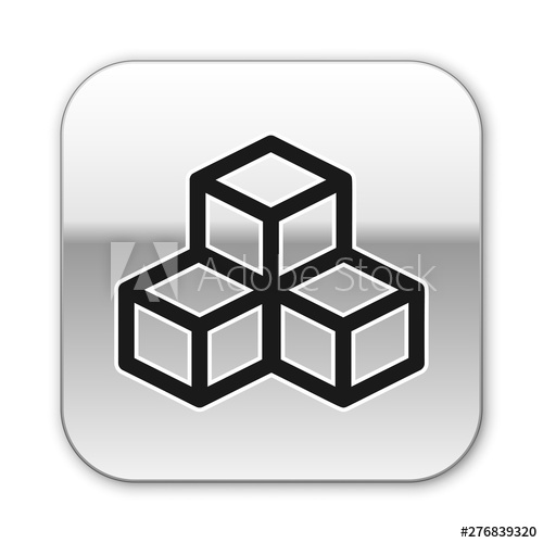 500x500 Black Isometric Cube Icon Isolated On White Background Geometric