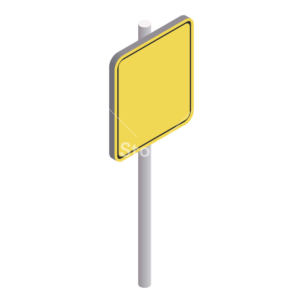 1000x1000 Road Sign Yellow Square Icon Isometric Illustration Of Road