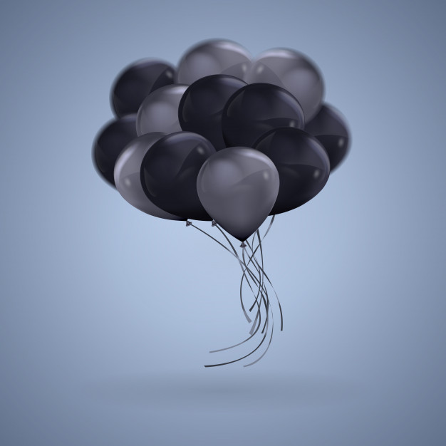 626x626 Realistic Dark Color Balloons Vector Clipart Illustration