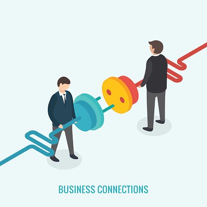 416x416 Business Connection Isometric Vector Premium Clipart