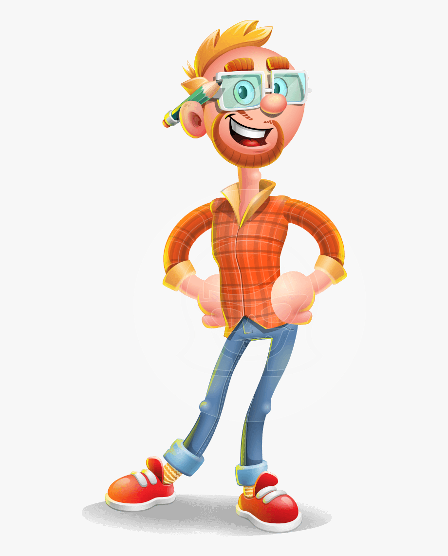 920x1141 Casual Man With Glasses Vector Cartoon Character