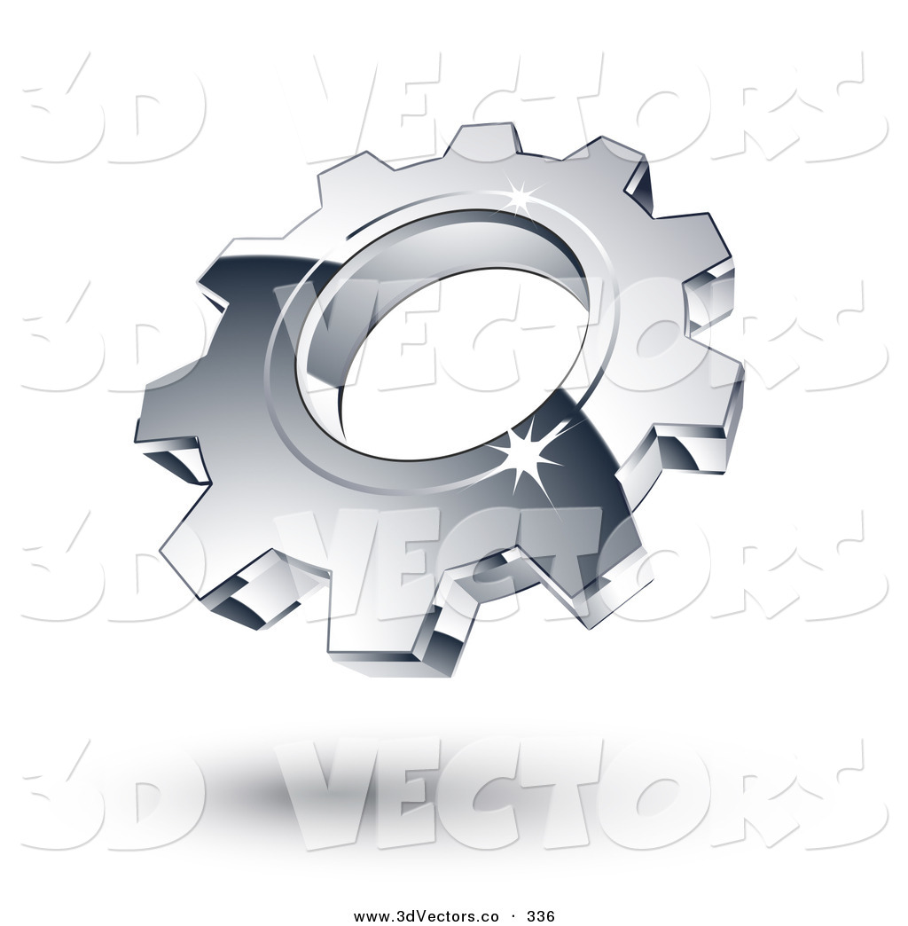 1024x1044 Vector Clipart Of A One New Chrome Gear Cog