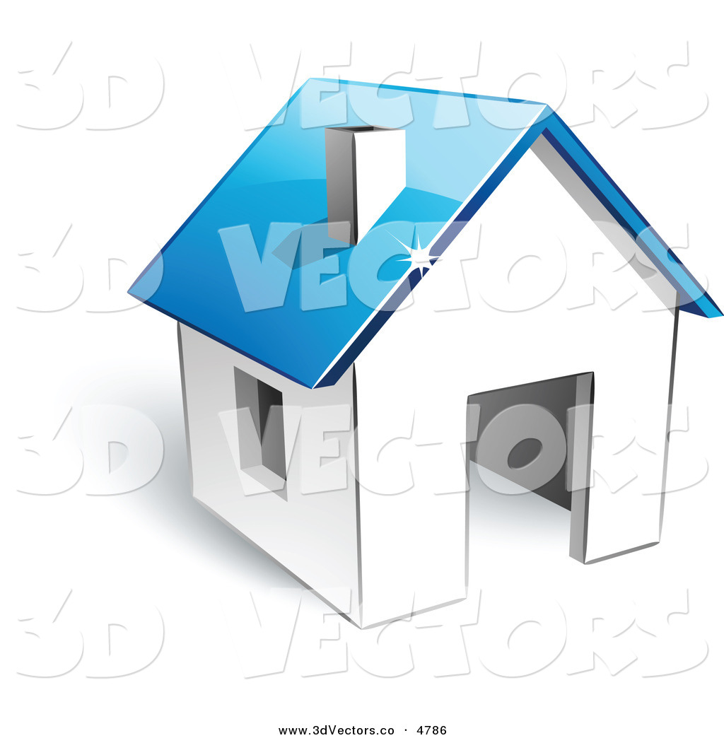 1024x1044 Vector Clipart Of A Pre Made Logo Of A White House With A Blue