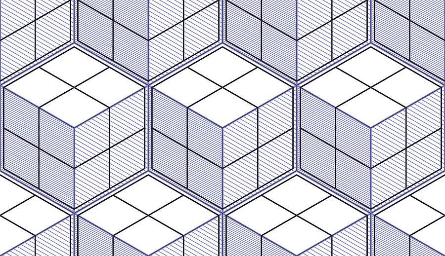 900x519 Geometric Cubes Abstract Seamless Pattern, Vector Background