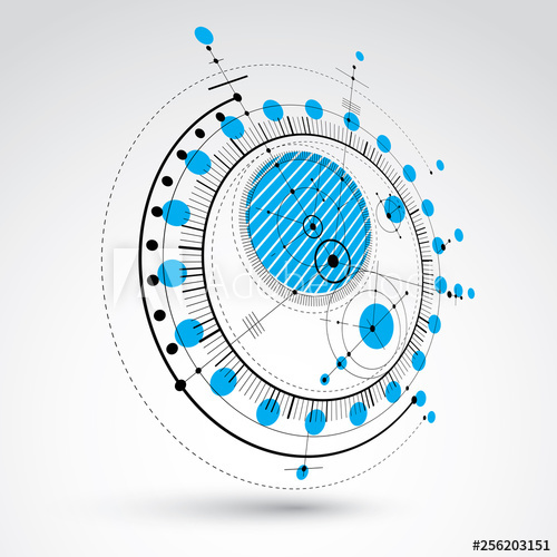 500x500 Geometric Technology Vector Drawing, Blue Technical Wallpaper