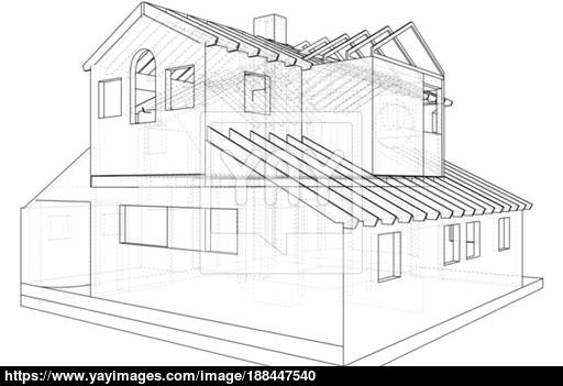 512x351 House Drawing In Vector The Contours Of The House Vector Created