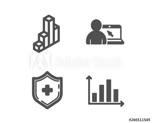 500x405 Set Of Online Education, Medical Shield And Chart Icons