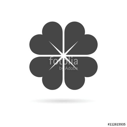 500x500 Simple Icon Clover Leaf, Four Leaf Clover Vector Illustration
