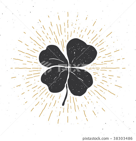 Vintage Label, Lucky Four Leaf Clover, Vector 450x468 Vintage Label, Lucky Four Leaf Clover, Vector
